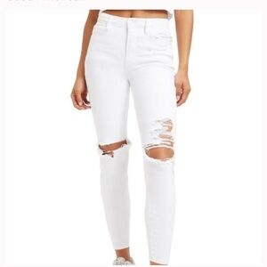 Good American Distressed White Skinny Jeans